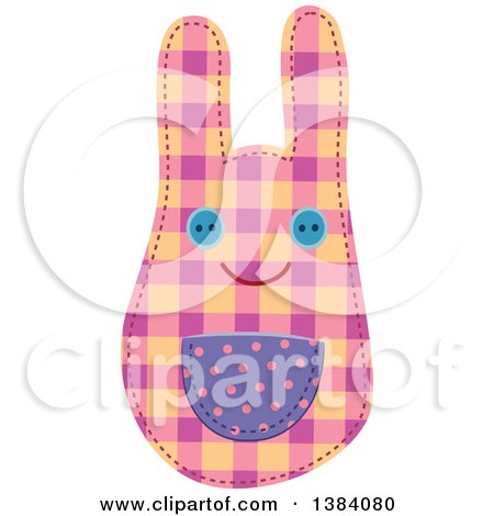 Clipart of a Plaid Patterned Sewn Rabbit - Royalty Free Vector Illustration by BNP Design Studio