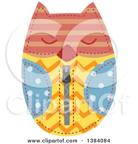 Clipart of a Colorful Patterned Sewn Owl Pouch - Royalty Free Vector Illustration by BNP Design Studio