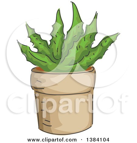 Clipart of a Potted Succulent Aloe Vera Plant - Royalty Free Vector Illustration by BNP Design Studio