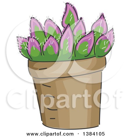 Clipart of a Potted Succulent Cactus Plant - Royalty Free Vector Illustration by BNP Design Studio