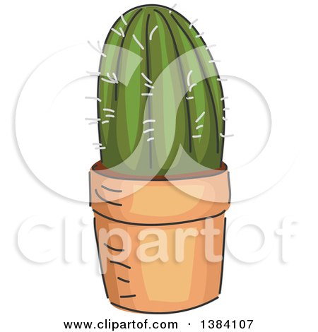 Clipart of a Potted Succulent Cactus Plant - Royalty Free Vector Illustration by BNP Design Studio