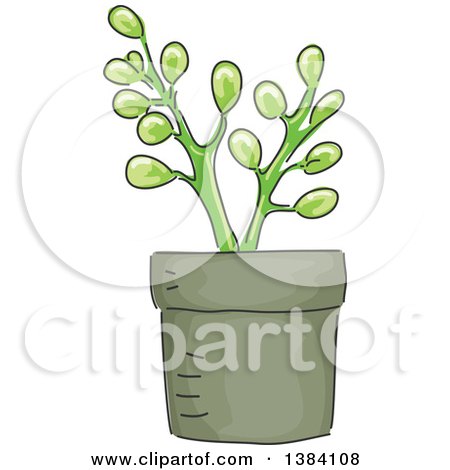 Clipart of a Potted Succulent Plant - Royalty Free Vector Illustration by BNP Design Studio