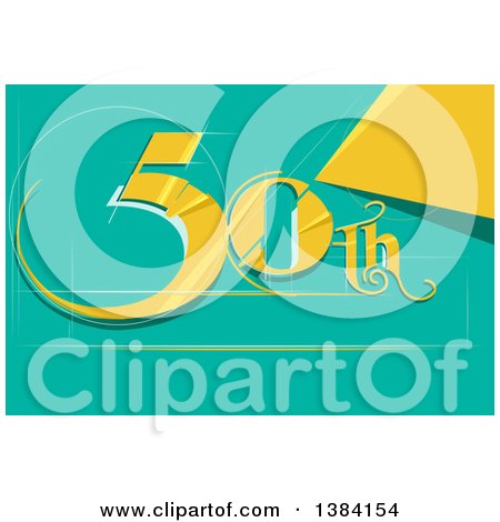 Clipart of a Fiftieth Anniversary or Birthday Design with Number 50 in Gold - Royalty Free Vector Illustration by BNP Design Studio