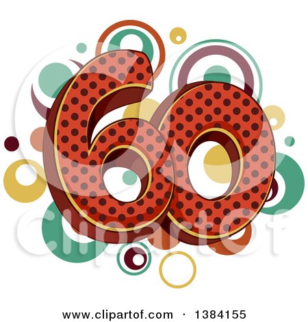 Clipart of a Sixtieth Anniversary or Birthday Design with Number 60 and Vintage Dots - Royalty Free Vector Illustration by BNP Design Studio