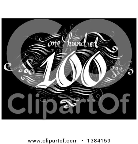 Clipart of a One Hundredth Anniversary or Birthday Design with Number 100 in Intricate Writing with Swirls - Royalty Free Vector Illustration by BNP Design Studio