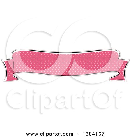Clipart of a Pink Polka Dot Ribbon Banner - Royalty Free Vector Illustration by BNP Design Studio