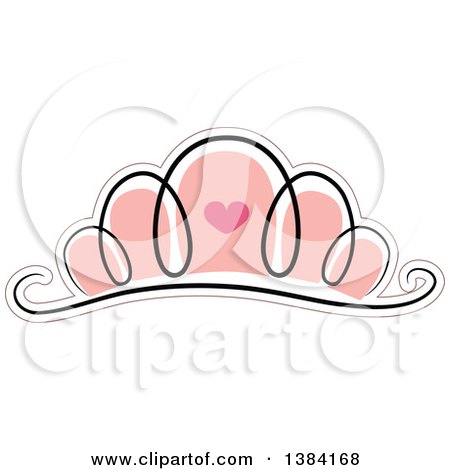 Clipart of a Pink Tiara with a Heart - Royalty Free Vector Illustration by BNP Design Studio