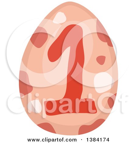 Clipart of a Red Boyish First Birthday Dinosaur Themed Egg - Royalty Free Vector Illustration by BNP Design Studio