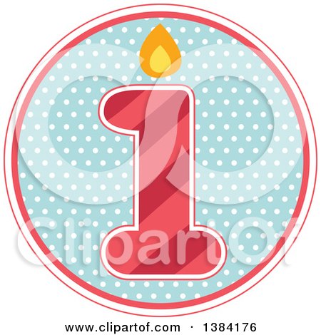 Clipart of a First Birthday Badge with a Number 1 over Polka Dots - Royalty Free Vector Illustration by BNP Design Studio