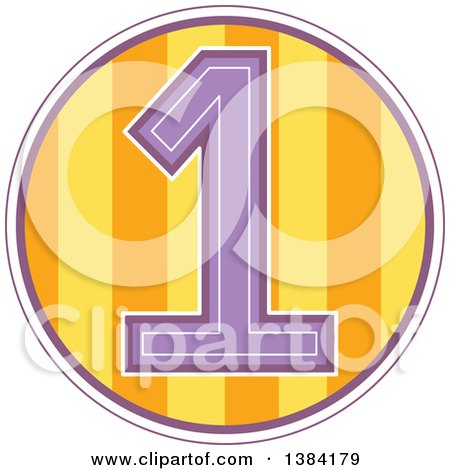 Clipart of a First Birthday Badge with a Number 1 over Stripes - Royalty Free Vector Illustration by BNP Design Studio