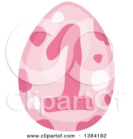 Clipart of a Pink Girly First Birthday Dinosaur Themed Egg - Royalty Free Vector Illustration by BNP Design Studio