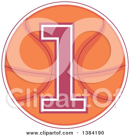 Clipart of a First Birthday Badge with a Number 1 over a Basketball - Royalty Free Vector Illustration by BNP Design Studio