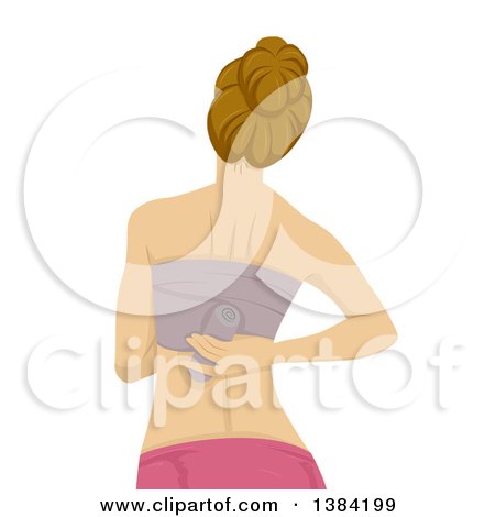 Clipart of a Rear View of a Woman Binding Her Breasts - Royalty Free Vector Illustration by BNP Design Studio