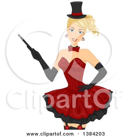 Clipart of a Blond White Female Magician Holding a Magic Wand and Wearing a Sexy Costume - Royalty Free Vector Illustration by BNP Design Studio
