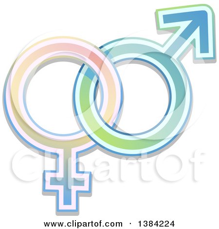 Clipart of Colorful Gradient Intertwined Male and Female Gender Symbols - Royalty Free Vector Illustration by BNP Design Studio