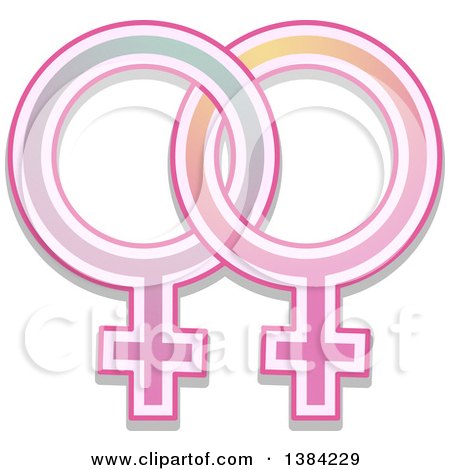 Clipart of Pink Intertwined Female Gender Symbols - Royalty Free Vector Illustration by BNP Design Studio