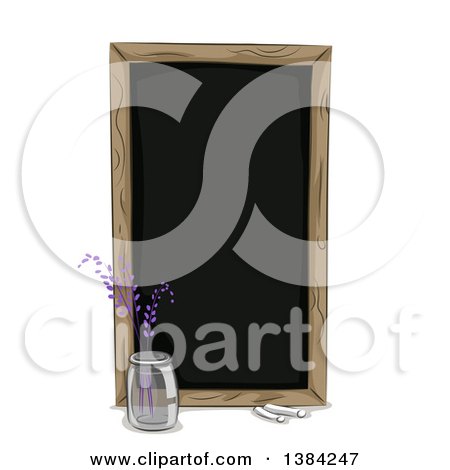 Clipart of a Black Chalkboard and Flower Vase - Royalty Free Vector Illustration by BNP Design Studio