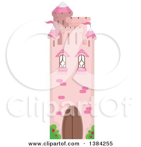 Clipart of a Pink Castle Bookmark Design - Royalty Free Vector Illustration by BNP Design Studio