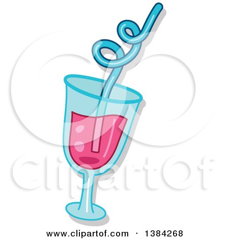 Clipart of a Pink and Blue Cocktail - Royalty Free Vector Illustration by BNP Design Studio