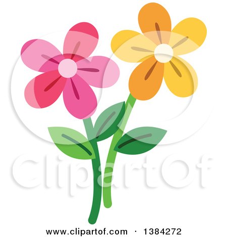 Clipart of Yellow and Pink Daisy Flowers - Royalty Free Vector Illustration by BNP Design Studio