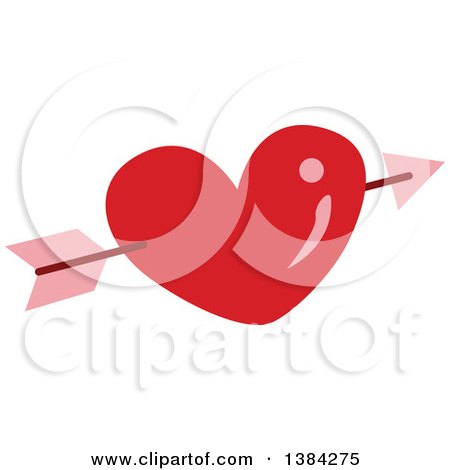 Clipart of a Red Heart with Cupids Arrow - Royalty Free Vector Illustration by BNP Design Studio