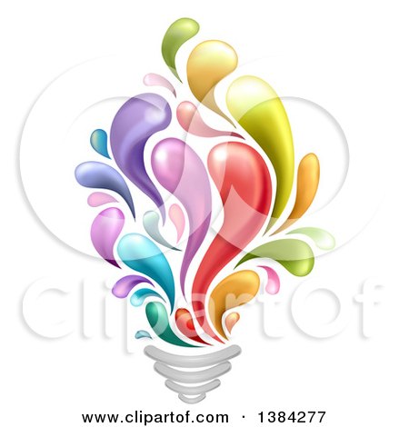 Clipart of a Creative Light Bulb with Colorful Splashes - Royalty Free Vector Illustration by BNP Design Studio