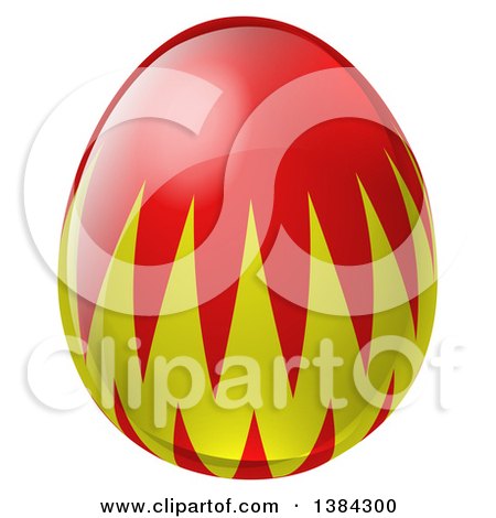 Clipart of a 3d Red and Green Easter Egg - Royalty Free Vector Illustration by AtStockIllustration