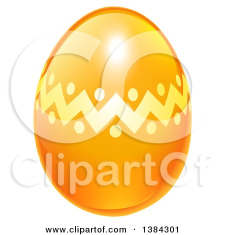 Clipart of a 3d Orange and Golden Easter Egg - Royalty Free Vector Illustration by AtStockIllustration