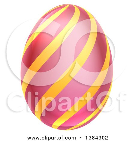 Clipart of a 3d Pink Easter Egg with Stripes - Royalty Free Vector Illustration by AtStockIllustration