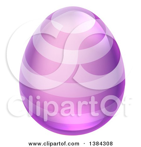 Clipart of a 3d Purple Easter Egg with Stripes - Royalty Free Vector Illustration by AtStockIllustration