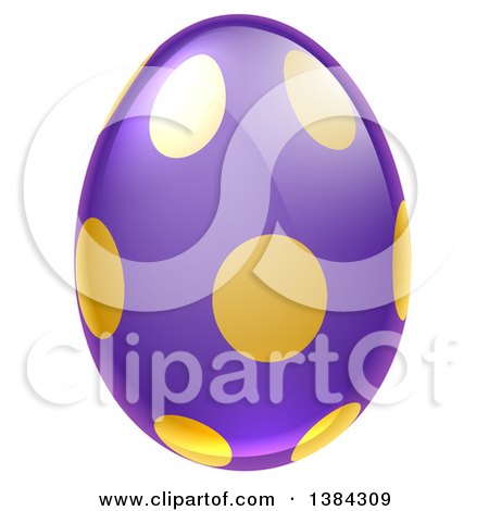 Clipart of a 3d Purple Easter Egg with Golden Dots - Royalty Free Vector Illustration by AtStockIllustration