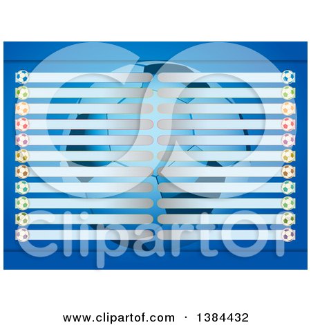 Clipart of a Football Soccer Ball Championship Table over Blue - Royalty Free Vector Illustration by elaineitalia