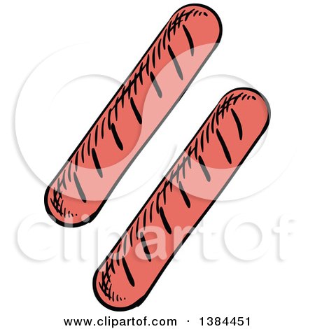 Clipart of Sketched Grilled Hot Dogs - Royalty Free Vector Illustration by Vector Tradition SM