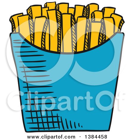 Clipart of a Sketched Container of French Fries - Royalty Free Vector Illustration by Vector Tradition SM
