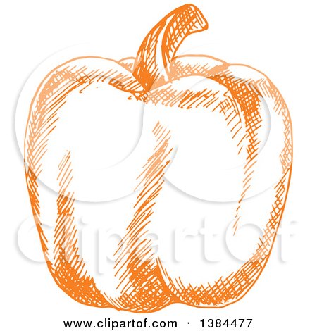 Clipart of a Sketched Bell Pepper - Royalty Free Vector Illustration by Vector Tradition SM