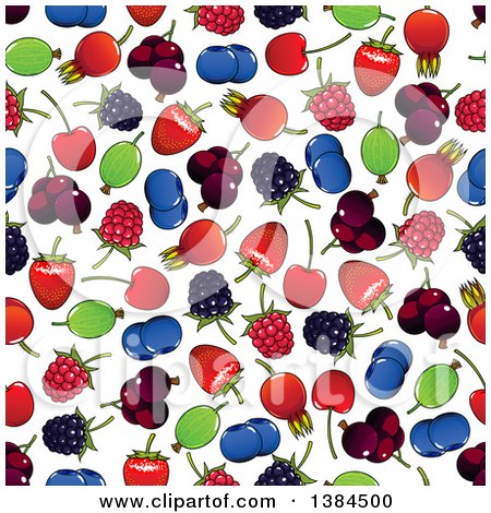 Clipart of a Seamless Background Pattern of Berries - Royalty Free Vector Illustration by Vector Tradition SM