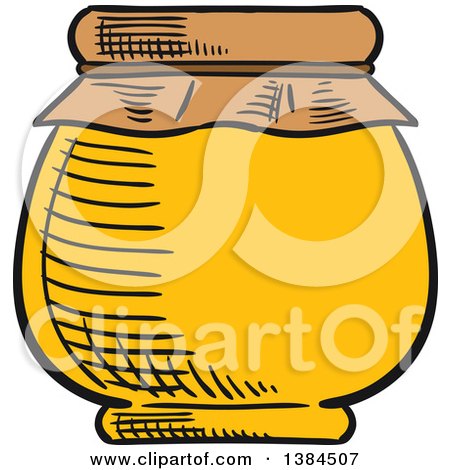 Clipart of a Sketched Honey Jar - Royalty Free Vector Illustration by Vector Tradition SM