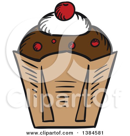 Clipart of a Sketched Cupcake - Royalty Free Vector Illustration by Vector Tradition SM