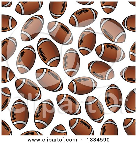Clipart of a Background Pattern of Seamless Brown and White American Footballs - Royalty Free Vector Illustration by Vector Tradition SM