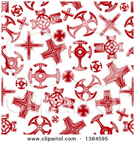 Clipart of a Seamless Background Pattern of Red Crosses - Royalty Free Vector Illustration by Vector Tradition SM