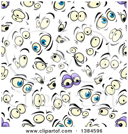 Clipart of a Seamless Background Pattern of Happy, Angry, Funny, Scared, Surprise and Eerie Eyes| Royalty Free Vector Illustration by Vector Tradition SM
