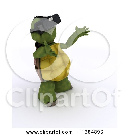 Clipart of a 3d Tortoise Wearing a Virtual Reality Headset, on a White Background - Royalty Free Illustration by KJ Pargeter