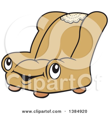 Clipart of a Cartoon Happy Brown or Gold Chair Character - Royalty Free Vector Illustration by Johnny Sajem
