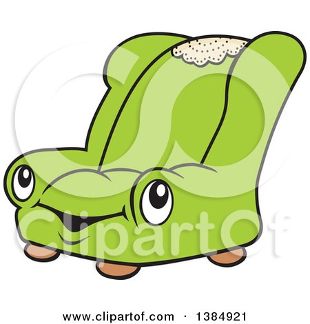 Clipart of a Cartoon Happy Green Chair Character - Royalty Free Vector Illustration by Johnny Sajem