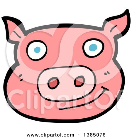 Clipart of a Cartoon Pink Pig - Royalty Free Vector Illustration by lineartestpilot