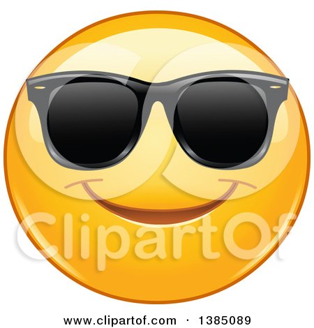 Clipart of a Yellow Emoji Smiley Face Emoticon Wearing Sunglasses - Royalty Free Vector Illustration by yayayoyo