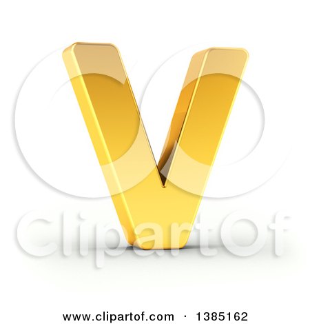 Clipart of a 3d Golden Capital Letter V, on a Shaded White Background, with Clipping Path - Royalty Free Illustration by stockillustrations