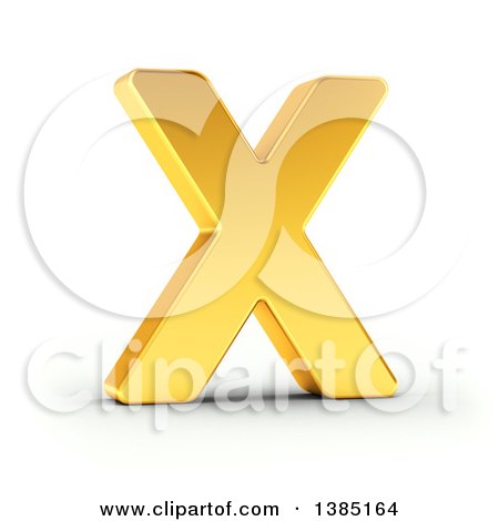 Clipart of a 3d Golden Capital Letter X, on a Shaded White Background, with Clipping Path - Royalty Free Illustration by stockillustrations