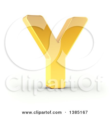 Clipart of a 3d Golden Capital Letter Y, on a Shaded White Background, with Clipping Path - Royalty Free Illustration by stockillustrations