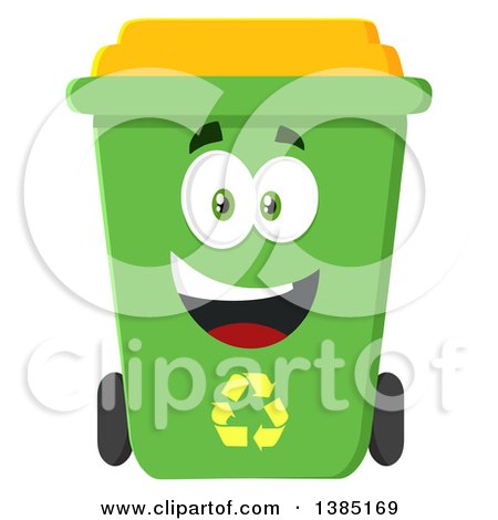 Clipart of a Cartoon Green Recycle Bin Character Smiling - Royalty Free Vector Illustration by Hit Toon